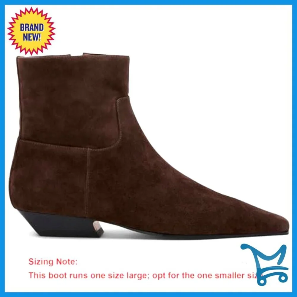 Square Toe Ankle Boots Low Heel Booties Side Zip Comfortable Winter Shoes